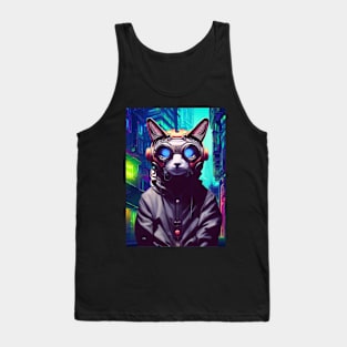 Techno Cat In Japan Neon City Tank Top